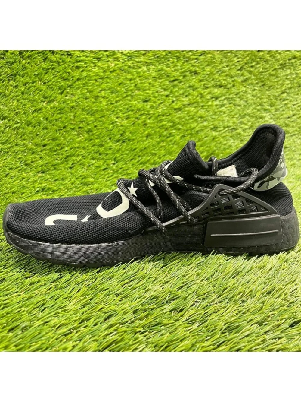 Adidas NMD HU Pharrell Y.O.U. N.E.R.D. Mens Size 7 Black Running Shoes Sneakers